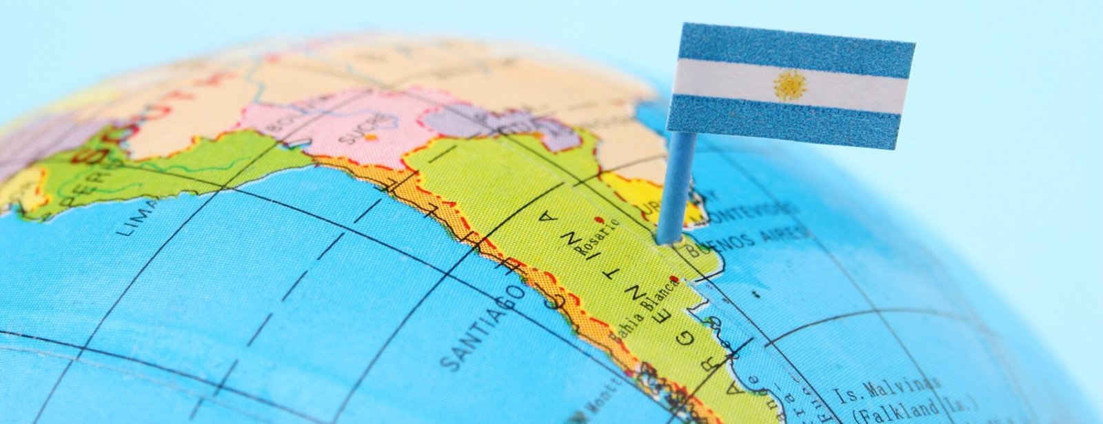Map of Argentina with it's mini flag pinned on it
