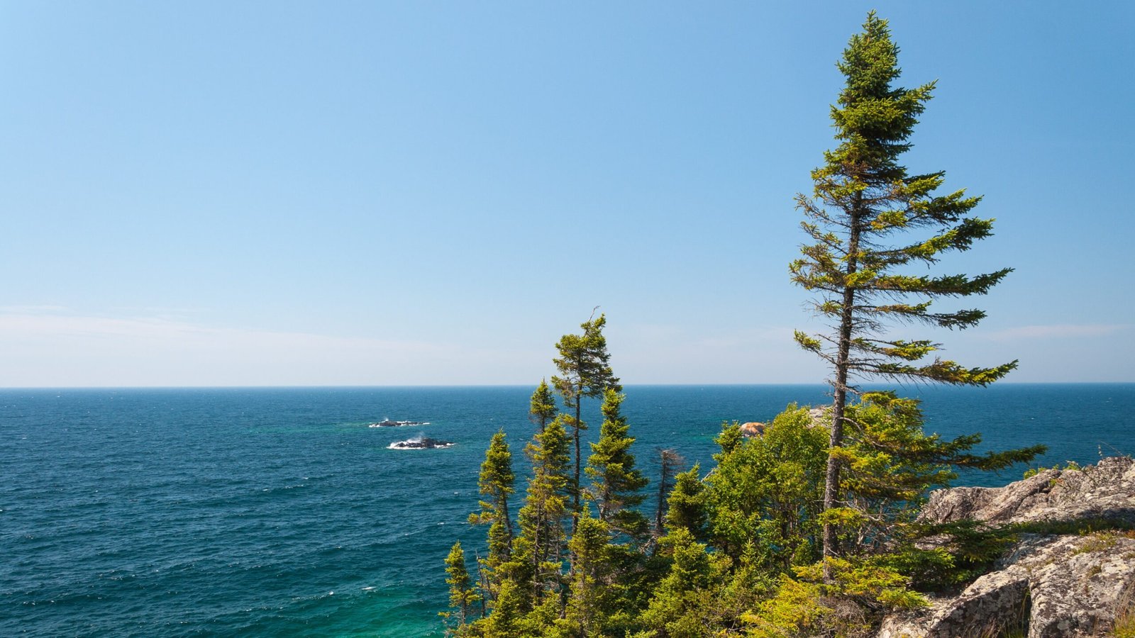 View of Lake Superior on clear sunny day