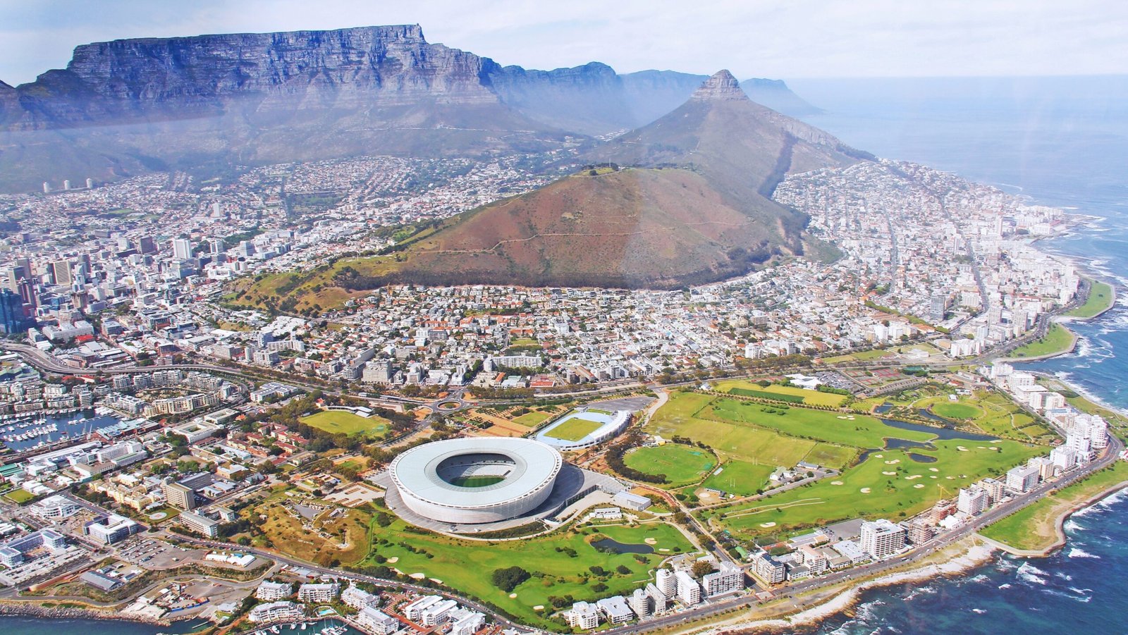 Aerial view of Cape Town, the largest city in South Africa