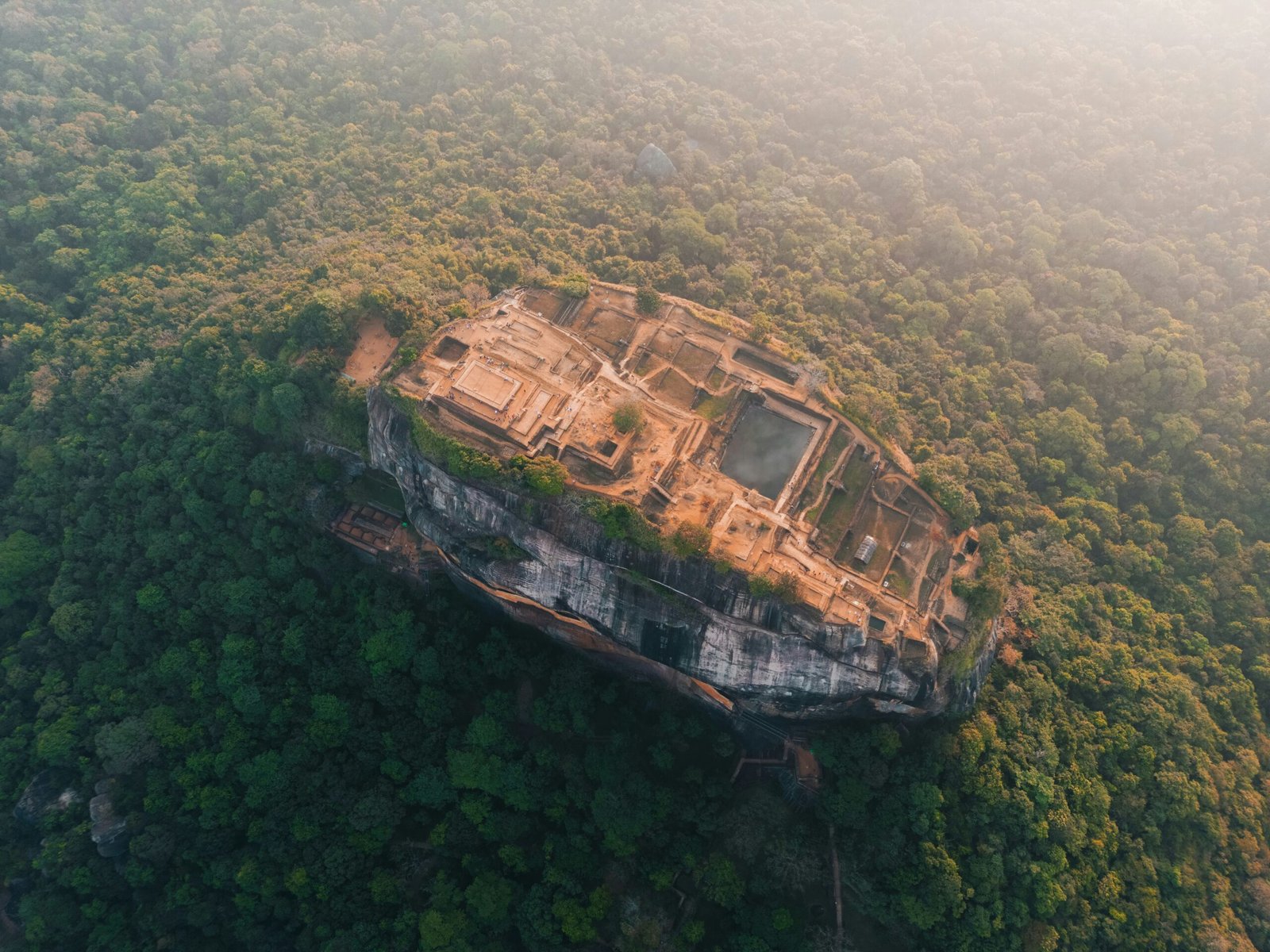 Top ariel view of Lion Rock in Sri Lanka